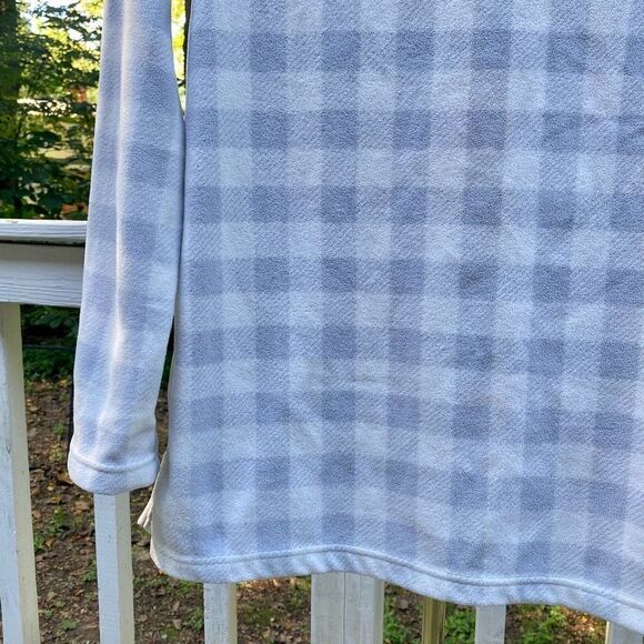 Lands’ End Grey White Check Fleece Turtleneck Tunic Sweater - Picture 7 of 7